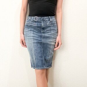 7 FOR ALL MANKIND Blue Denim Belted Skirt (Sz 27)